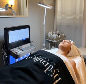 A patient relaxes after receiving skincare in Marlton, NJ